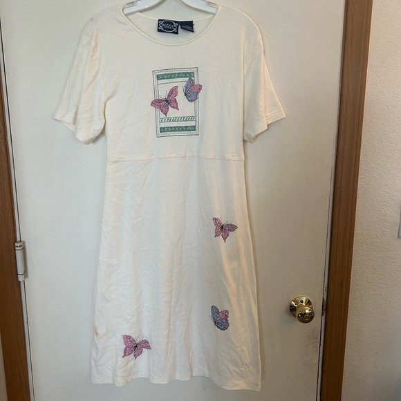 Vintage Bizzit Modest butterfly dress with tie back large - Picture 1 of 8